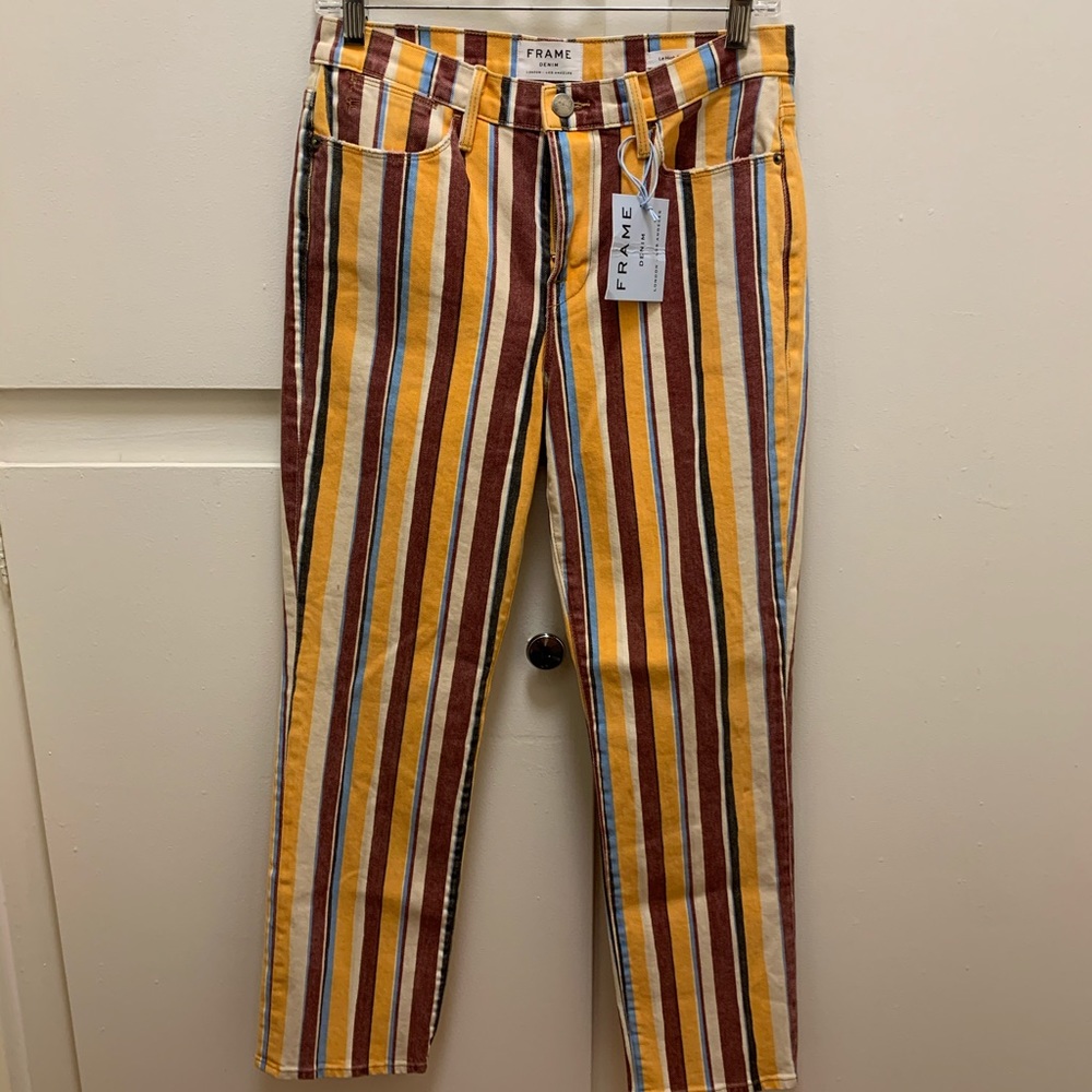NWT Frame Le High straight denim stripes